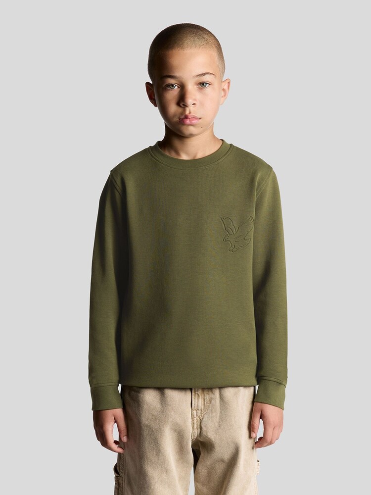 Lyle & Scott Green Embossed Eagle Crew Neck Jumper - Image 1 of 4