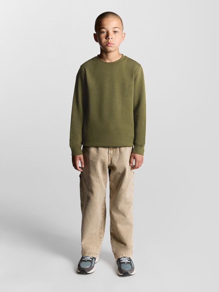 Lyle & Scott Green Embossed Eagle Crew Neck Jumper - Image 2 of 4