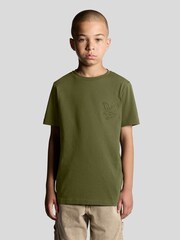 Lyle & Scott Green Embossed Eagle  T-Shirt - Image 4 of 4