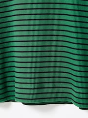 Oliver Bonas Green Striped Ribbed Long Sleeve Top - Image 7 of 8