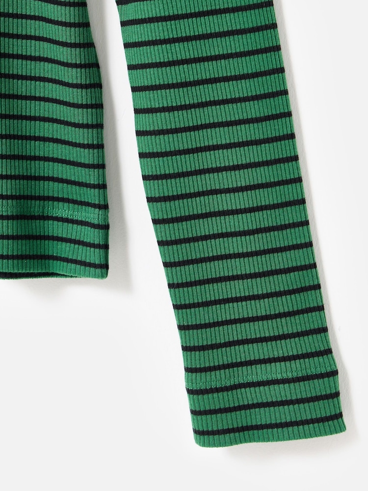 Oliver Bonas Green Striped Ribbed Long Sleeve Top - Image 8 of 8 Oliver Bonas Green Striped Ribbed Long Sleeve Top - Image 8 of 8