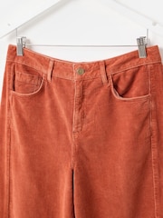 Oliver Bonas Brown Rust Corduroy Cropped Barrel Leg Trousers - Image 5 of 7