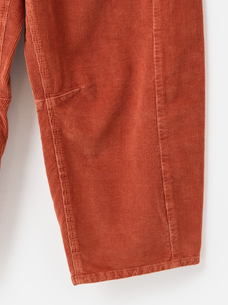 Oliver Bonas Brown Rust Corduroy Cropped Barrel Leg Trousers - Image 7 of 7 Oliver Bonas Brown Rust Corduroy Cropped Barrel Leg Trousers - Image 7 of 7