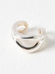 Oliver Bonas Silver Tone Galia Wavy Cuff Earrings - Image 2 of 4