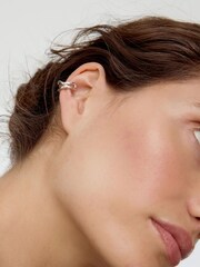 Oliver Bonas Silver Tone Galia Wavy Cuff Earrings - Image 4 of 4