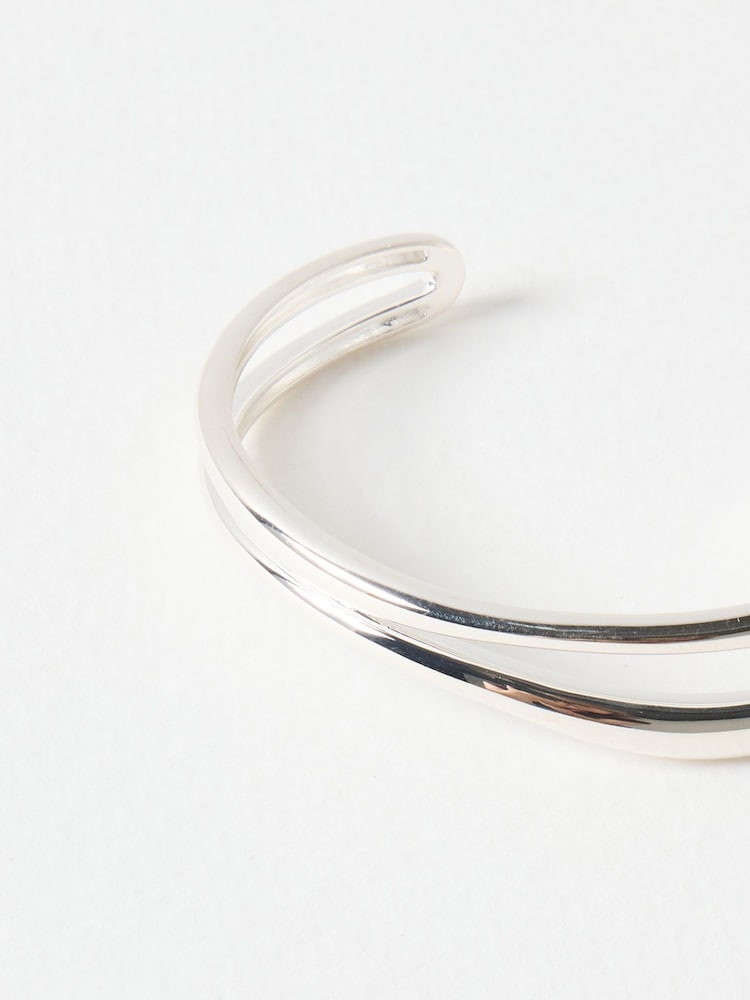 Oliver Bonas Silver Plated Galia Wavy Chunky Cuff Bangle - Image 2 of 4 Oliver Bonas Silver Plated Galia Wavy Chunky Cuff Bangle - Image 2 of 4