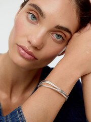 Oliver Bonas Silver Plated  Galia Wavy Chunky Cuff Bangle - Image 4 of 4