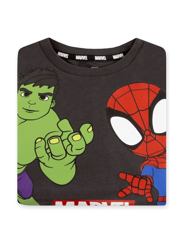 T-shirt Marvel Comics - Héros Spiderman, Hulk - Taille S - Gris - Coton/polyester - Occasion Comme Neuf