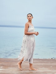 Silver Sparkle Embroidered Slip Dress - Image 2 of 9