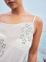Silver Sparkle Embroidered Slip Dress - Image 5 of 9