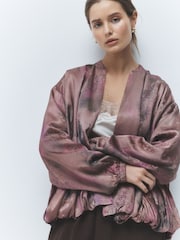 Purple Floral Bomber Jacket - Image 1 of 8