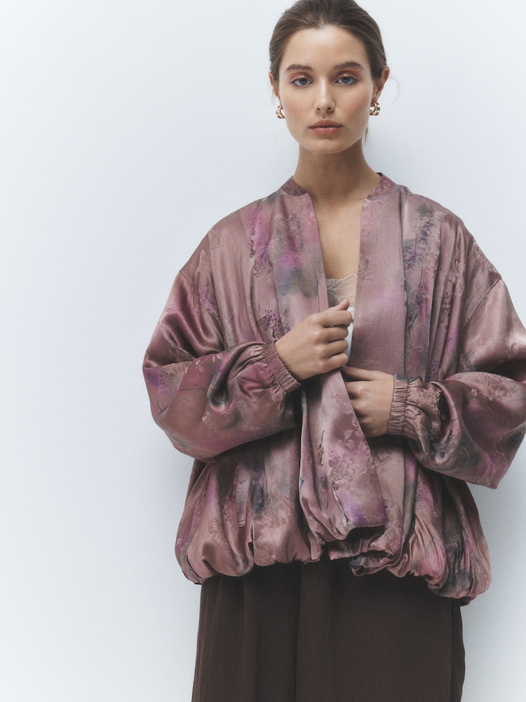 Purple Floral Bomber Jacket - Image 2 of 8