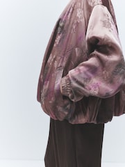 Purple Floral Bomber Jacket - Image 5 of 8