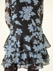 Roman Black Petite Floral Print Frill Swing Dress - Image 6 of 6