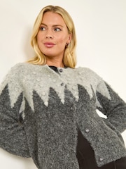 Roman Grey Petite Bobble Buttoned Knit Cardigan - Image 1 of 5