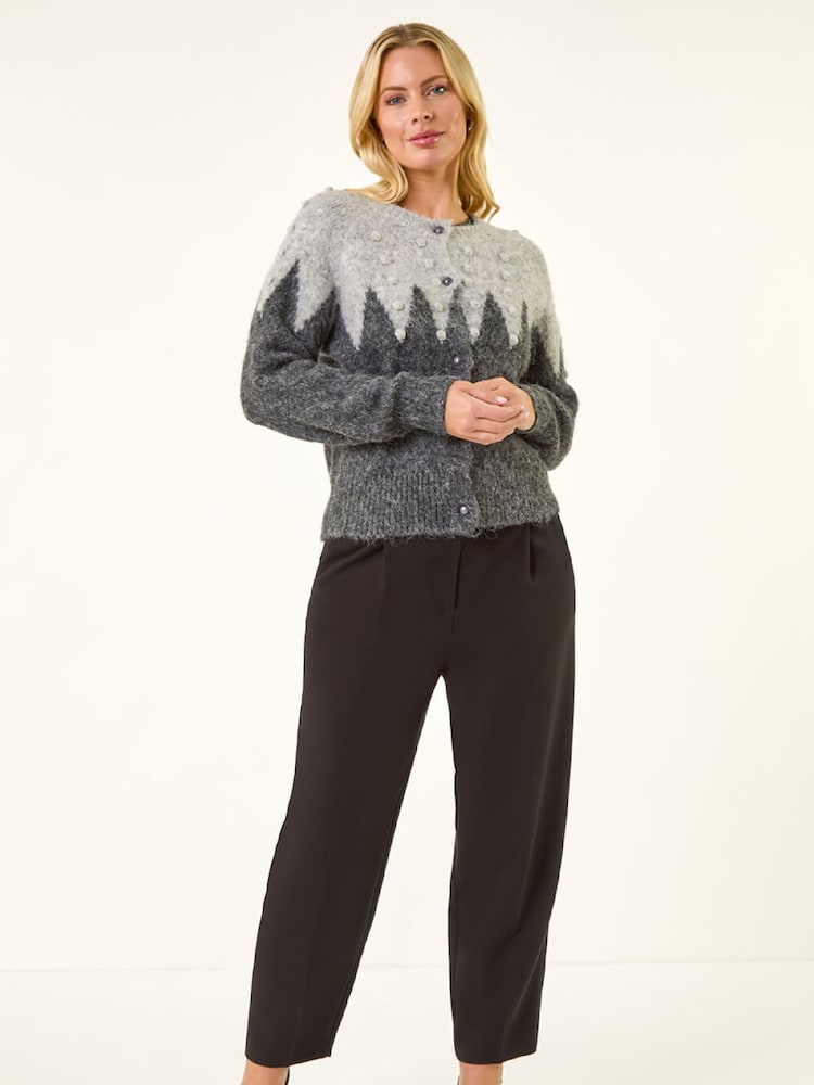 Roman Grey Petite Bobble Buttoned Knit Cardigan - Image 2 of 5