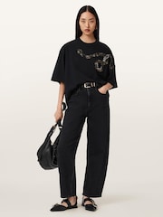 AllSaints Black Ouros Amelie T-Shirt - Image 3 of 6
