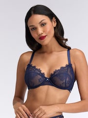 Boux Avenue Blue Addison Lace Plunge Bra - Image 1 of 7