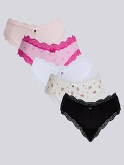 Boux Avenue Black Chrome Tatiana Lace Trim Brazilian Knickers 5 Pack - Image 1 of 6