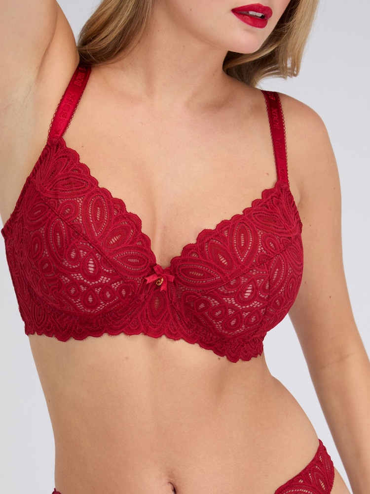 Boux Avenue Red Carmel Lace Plunge Bra - Image 2 of 2 Boux Avenue Red Carmel Lace Plunge Bra - Image 2 of 2