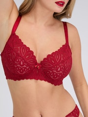 Boux Avenue Red Carmel Lace Plunge Bra - Image 3 of 5