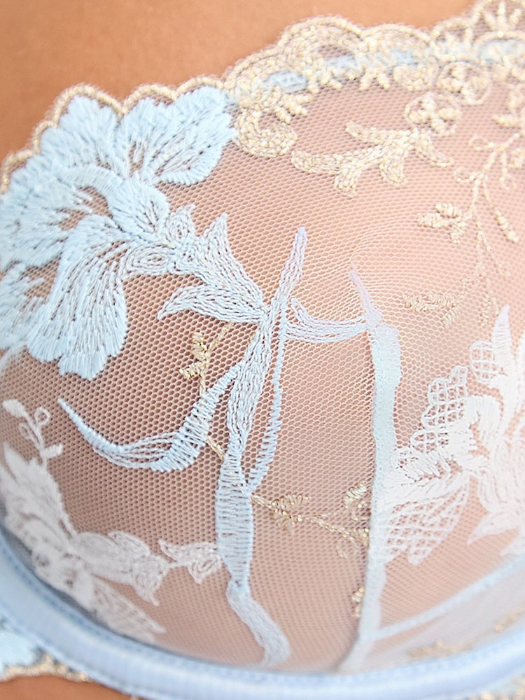 Boux Avenue Blue Lola Embroidered Balconette Bra - Image 3 of 3 Boux Avenue Blue Lola Embroidered Balconette Bra - Image 3 of 3