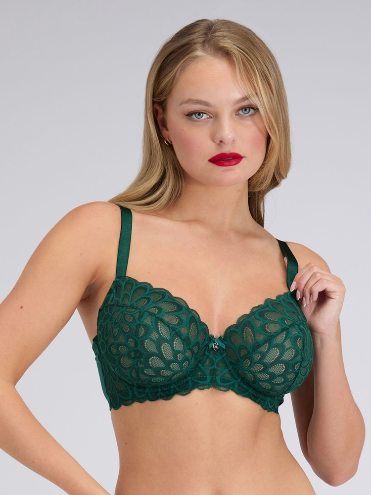 Boux Avenue Green Eden Lace Balconette Bra - Image 1 of 4 Boux Avenue Green Eden Lace Balconette Bra - Image 1 of 4