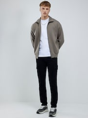 River Island Slim Fit Knit Zip Through Jacket - Imagen 1 de 4