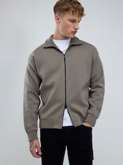 River Island Slim Fit Knit Zip Through Jacket - Imagen 2 de 4
