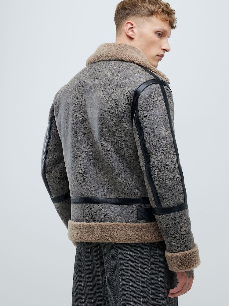 River Island PU Shearling Jacket - Imagen 2 de 4