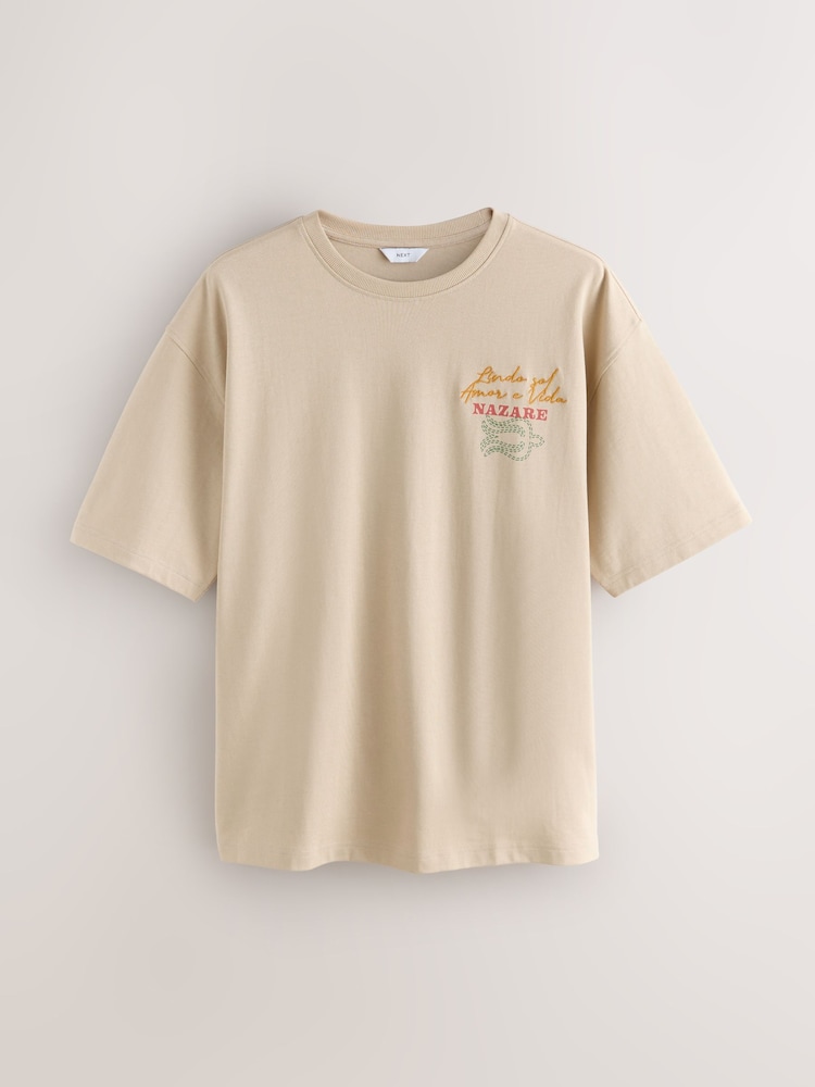 Stone Cascais Graphic Relaxed Fit Graphic Print Heavy Weight T-Shirt - Image 2 of 5 Stone Cascais Graphic Relaxed Fit Graphic Print Heavy Weight T-Shirt - Image 2 of 5