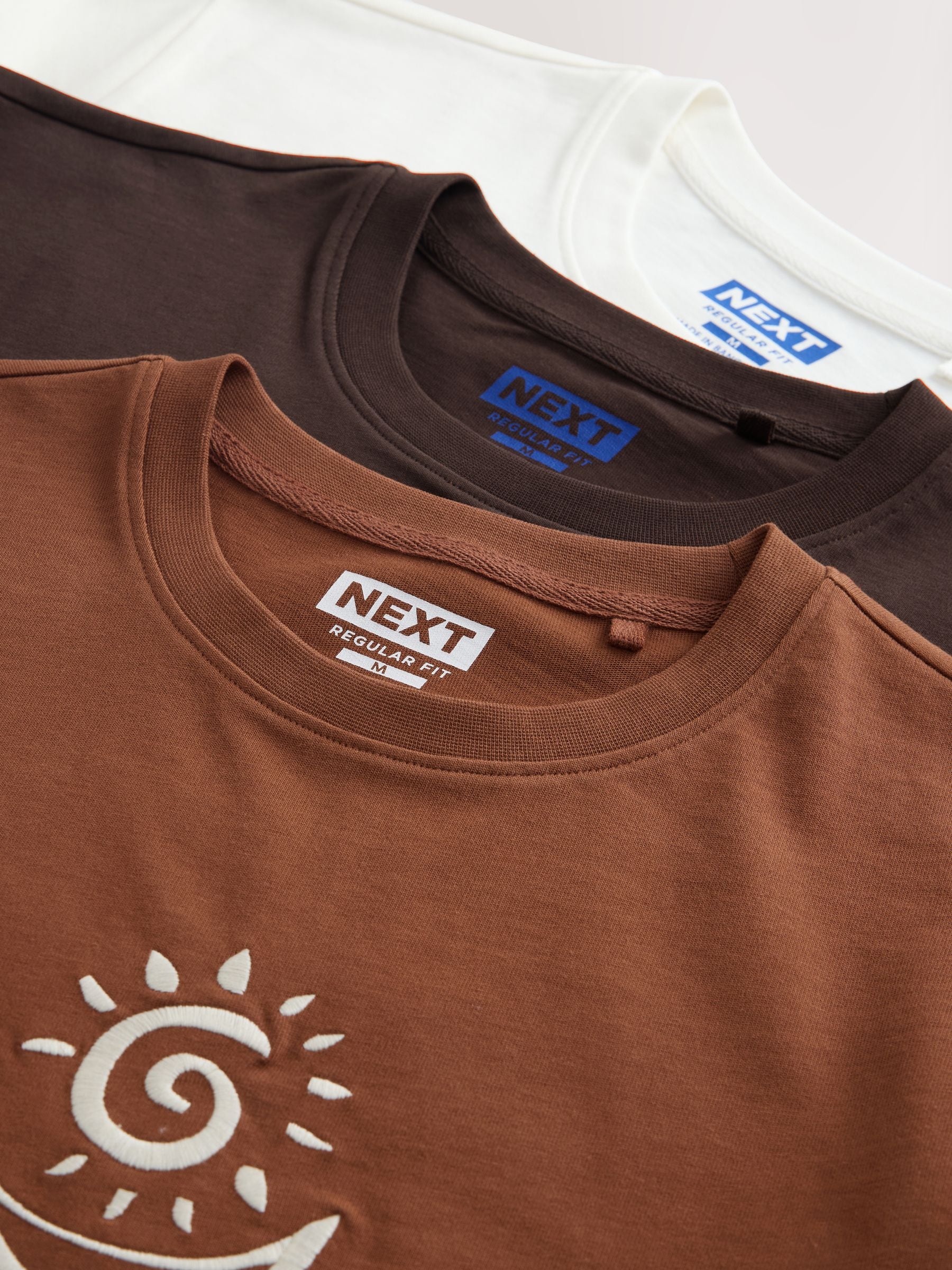 Buy Brown / Tan / White Regular Fit Graphic Print T-Shirts 3 Pack
