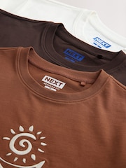 Brown / Tan / White Relaxed Fit Graphic Print T-Shirts 3 Pack - Image 10 of 11