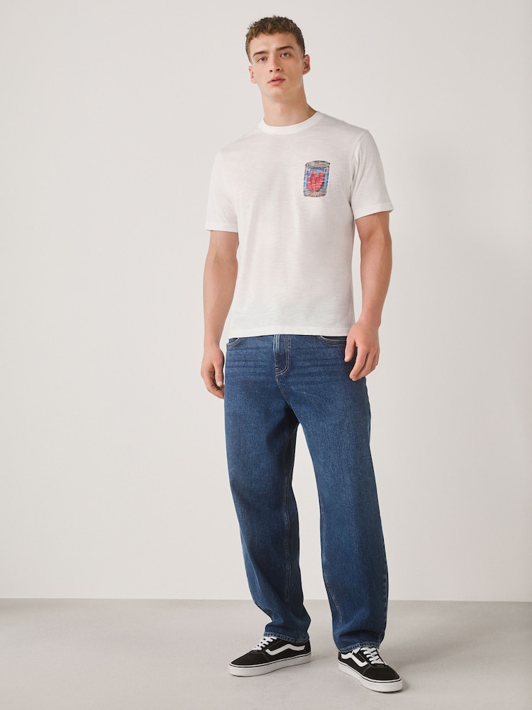 Weißes Mexiko-Chili-Kleid - Reguläre Passform - T-Shirt mit Grafikprint und Slub-Struktur - Bild 2 von 4