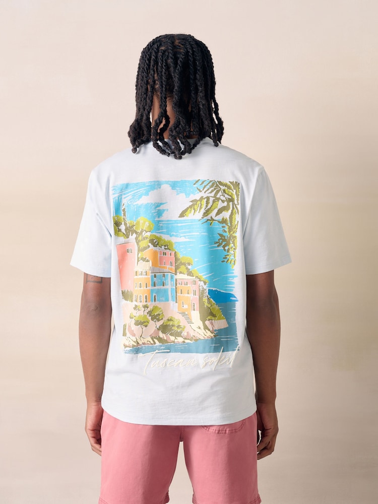 Blue Scene Relaxed Fit Graphic Print Slub T-Shirt - Image 1 of 4