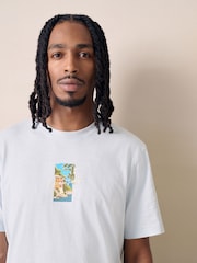 Blue Scene Relaxed Fit Graphic Print Slub T-Shirt - Image 4 of 4