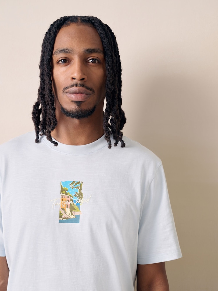 Blue Scene Relaxed Fit Graphic Print Slub T-Shirt - Image 4 of 4