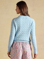 Joules Light Blue Classic Crew Neck Cotton Cable Knit Jumper - Image 2 of 8