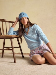 Joules Light Blue Classic Crew Neck Cotton Cable Knit Jumper - Image 4 of 8