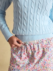 Joules Light Blue Classic Crew Neck Cotton Cable Knit Jumper - Image 5 of 8