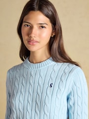 Joules Light Blue Classic Crew Neck Cotton Cable Knit Jumper - Image 7 of 8