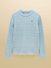 Joules Light Blue Classic Crew Neck Cotton Cable Knit Jumper - Image 8 of 8