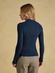 Joules Seamless Petrol Knitted Long Sleeve Slim Fit Top - Image 2 of 7
