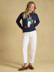 Joules Jonty Fox Navy Cotton Blend Crew Neck Knitted Jumper - Image 3 of 7