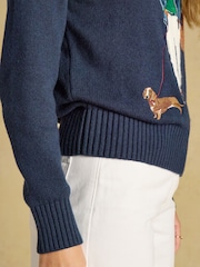 Joules Jonty Fox Navy Cotton Blend Crew Neck Knitted Jumper - Image 6 of 7