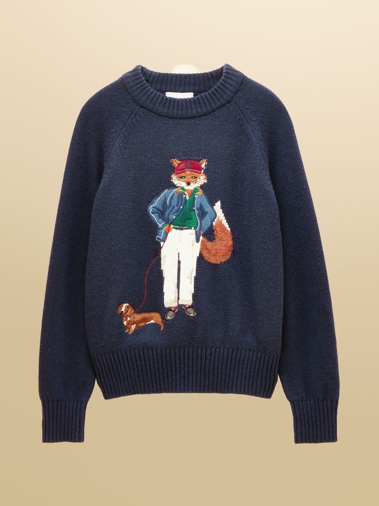 Joules Jonty Fox Navy Cotton Blend Crew Neck Knitted Jumper - Image 7 of 7 Joules Jonty Fox Navy Cotton Blend Crew Neck Knitted Jumper - Image 7 of 7