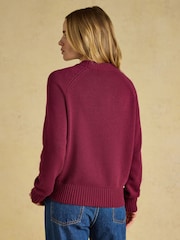 Jonty Fox Burgundy Red Cotton Blend Crew Neck Knitted Jumper - Image 3 of 8