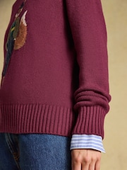 Jonty Fox Burgundy Red Cotton Blend Crew Neck Knitted Jumper - Image 6 of 8