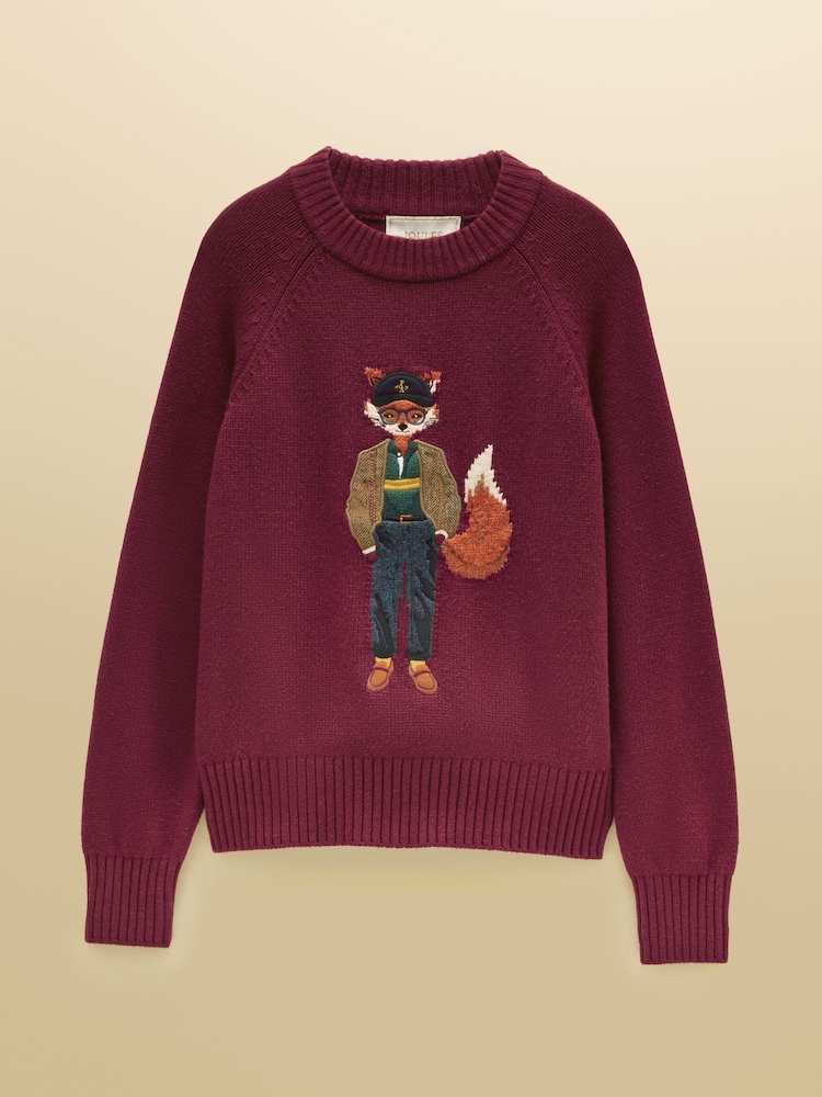 Jonty Fox Burgundy Red Cotton Blend Crew Neck Knitted Jumper - Image 8 of 8 Jonty Fox Burgundy Red Cotton Blend Crew Neck Knitted Jumper - Image 8 of 8