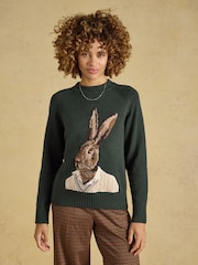 Hare Cotton Blend Crew Neck Knitted Jumper - Bild 1 av 6